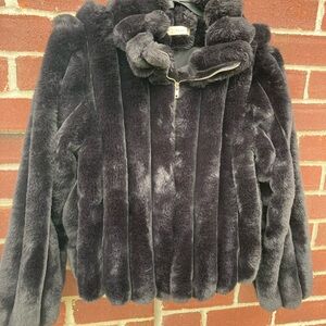 Luxurious Black Faux Fur Jacket size medium